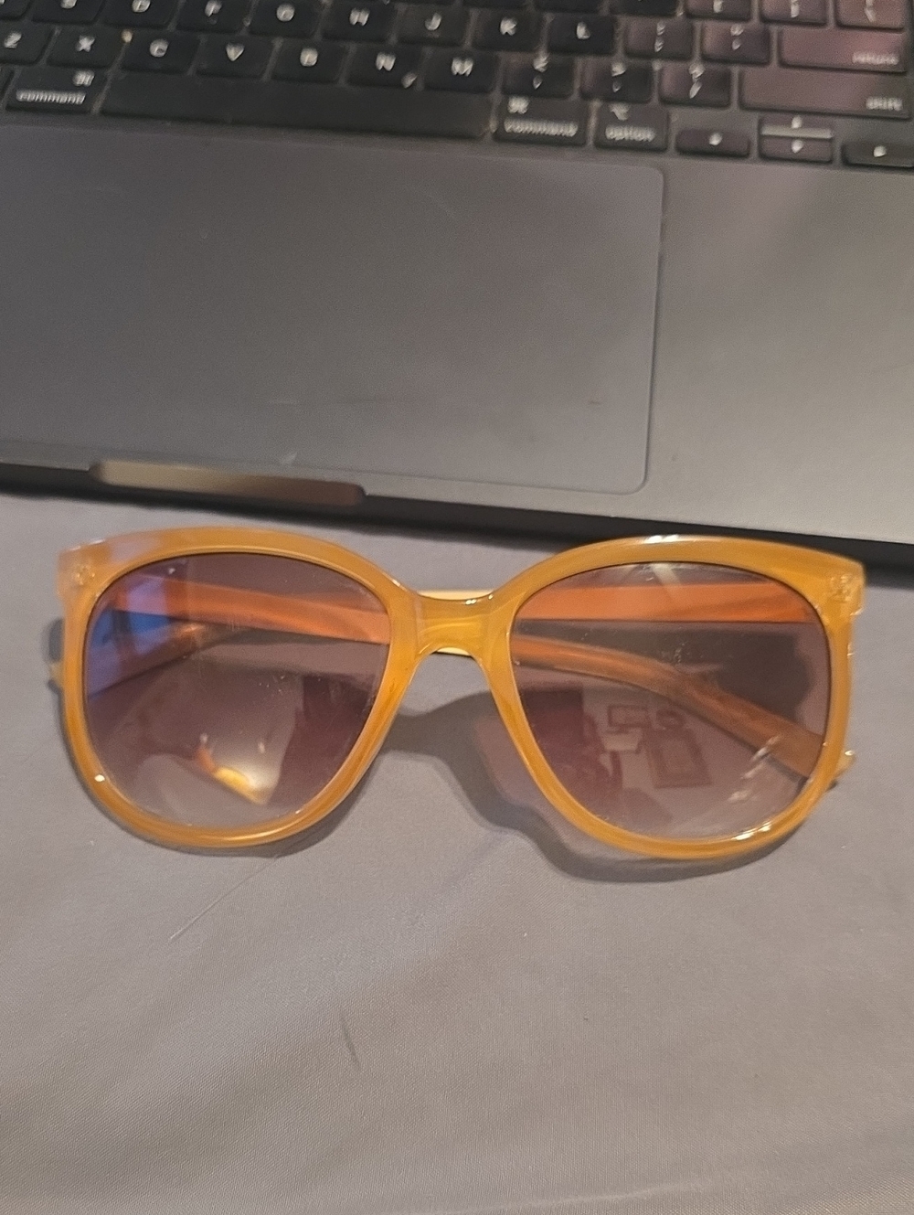 Amber Oversized Square Sunglasses Gold Metal Arms